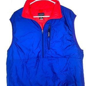 Vintage 2001 Patagonia 1/2 Zip Pullover Royal Blue & Red Puffball Vest